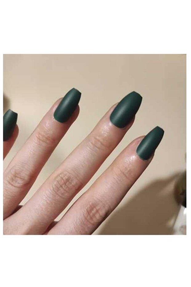 Set of 24 false nails, with glue included, Technic, False Nails, Squareletto, Evergreen - 2