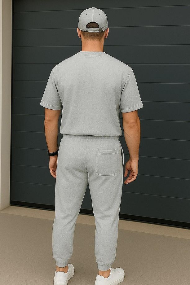 Regular Kalıp 2'li Set Relax Comfort Fit Şardonsuz Tshirt Jogger Eşofman Takımı - 3