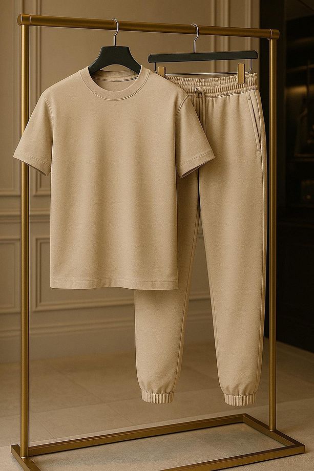 Regular Kalıp 2'li Set Relax Comfort Fit Şardonsuz Tshirt Jogger Eşofman Takımı - 4