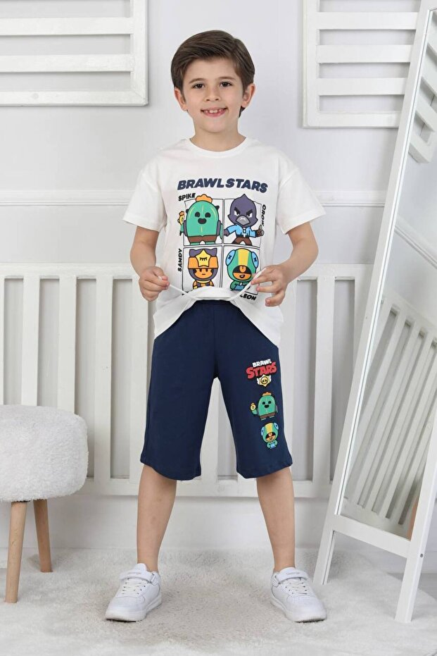 Boys Brawl Stars Printed Short Sleeve Summer Shorts Suit