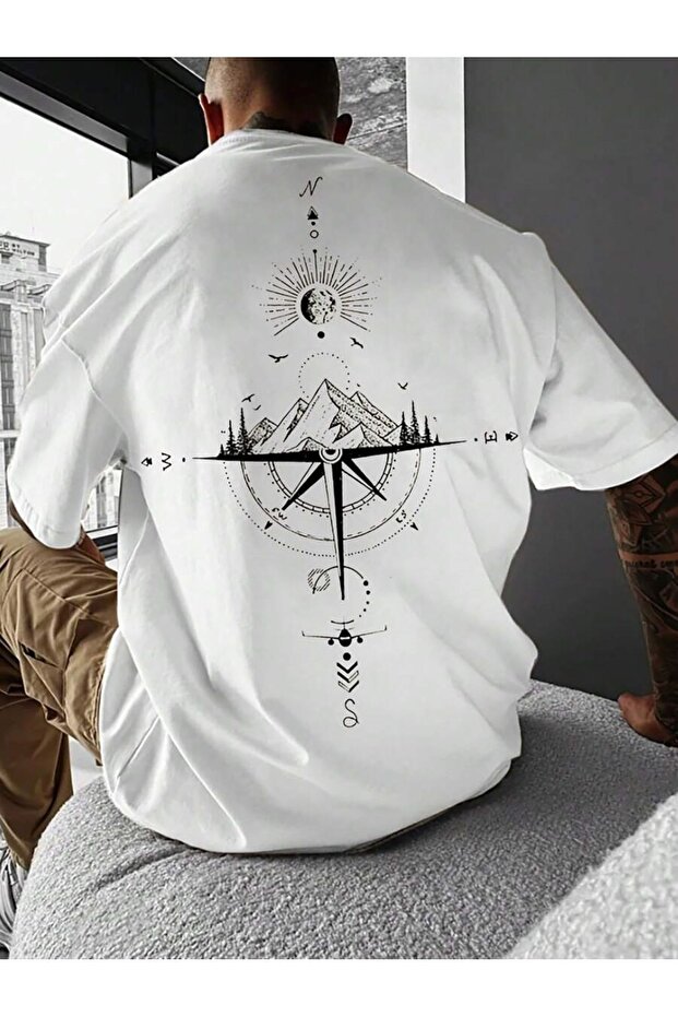 Men's Back Printed Oversize T-Shirt