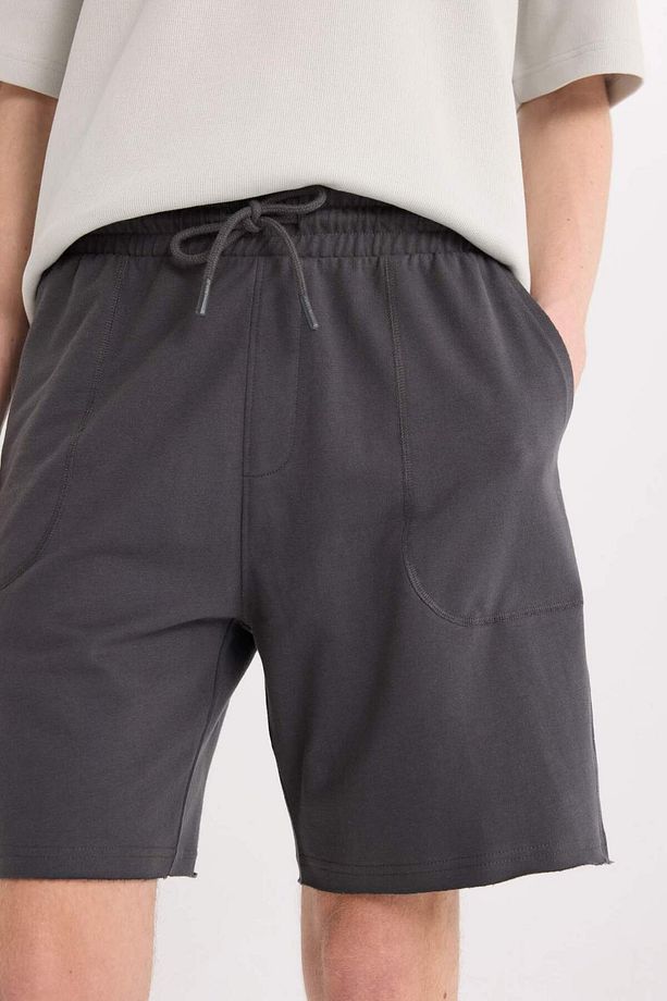 %100 Pamuk Slim Fit Dar Kesim Dar Paça Cepli Basic Düz Şort B8673ax25sm - 6