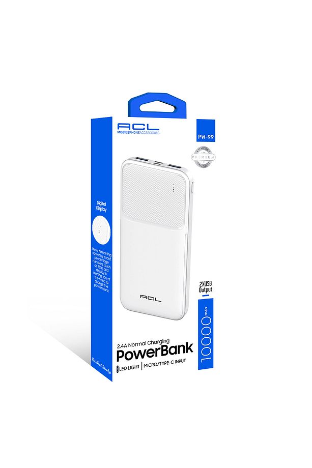 Pw-99 10000mah Powerbank Beyaz | Led Göstergeli, Çift Usb & Type-c Çıkışlı, Akıllı Güvenlik Sist - 1