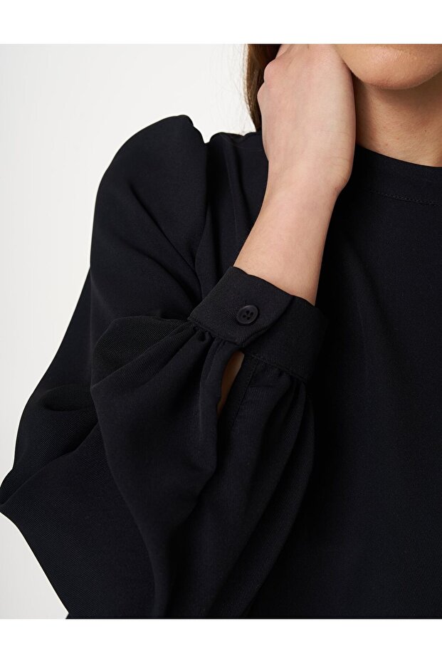 Hakim Yaka Basic Bluz Siyah - 6