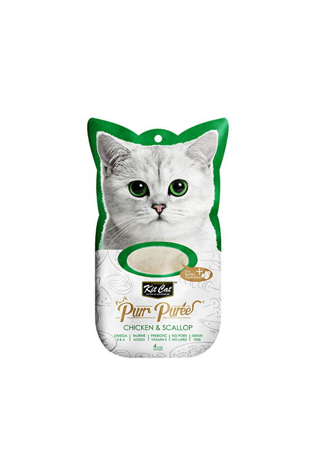 Kit Cat Purr Puree Chicken & Scallop Cat Treats - 4 x 15g