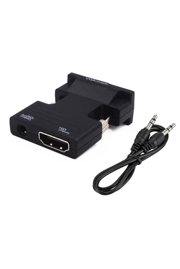 black HDMI-compatible Female to VGA Male Converter 3.5mm Audio Cable Adapter 1080P FHD Video Output