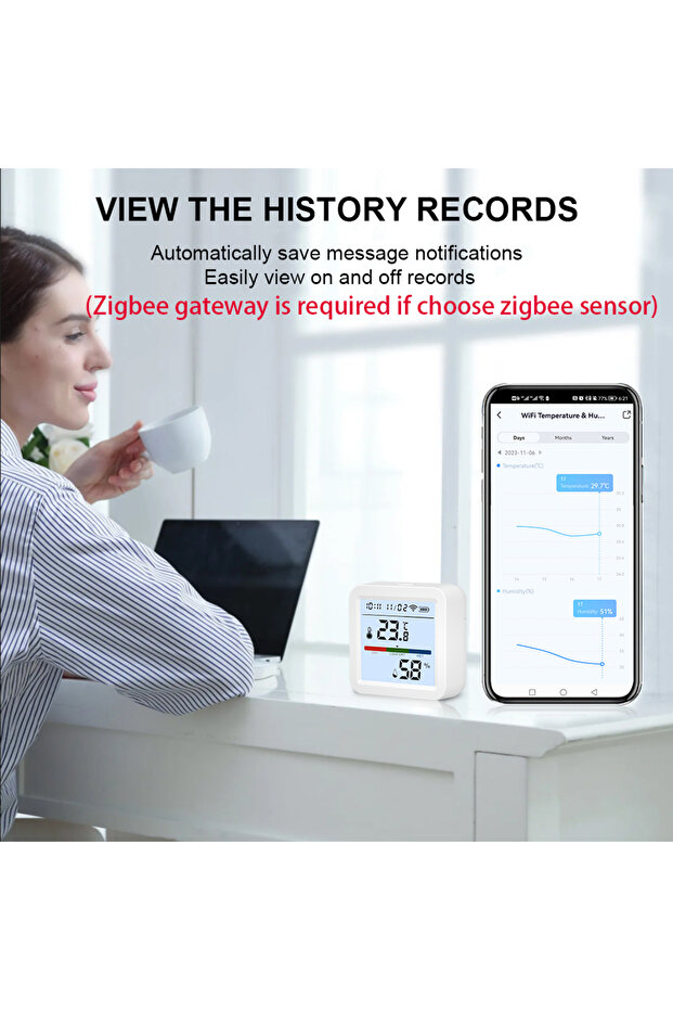 Zigbee 1PCS Tuya Smart WiFi/Zigbee Temperature and Humidity Sensor Indoor Hygrometer Thermometer wit - 2