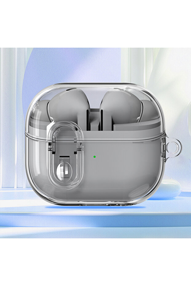 غطاء سماعة أذن شفاف أسود لسماعات Galaxy Buds 3، جراب Buds 3 Pro شفاف بقفل آمن