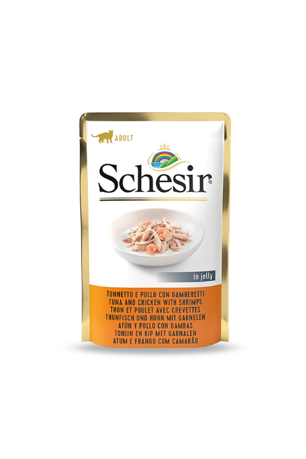 Schesir Tuna and Chicken with Shrimps Jelly Cat Food Pouch - 85 g