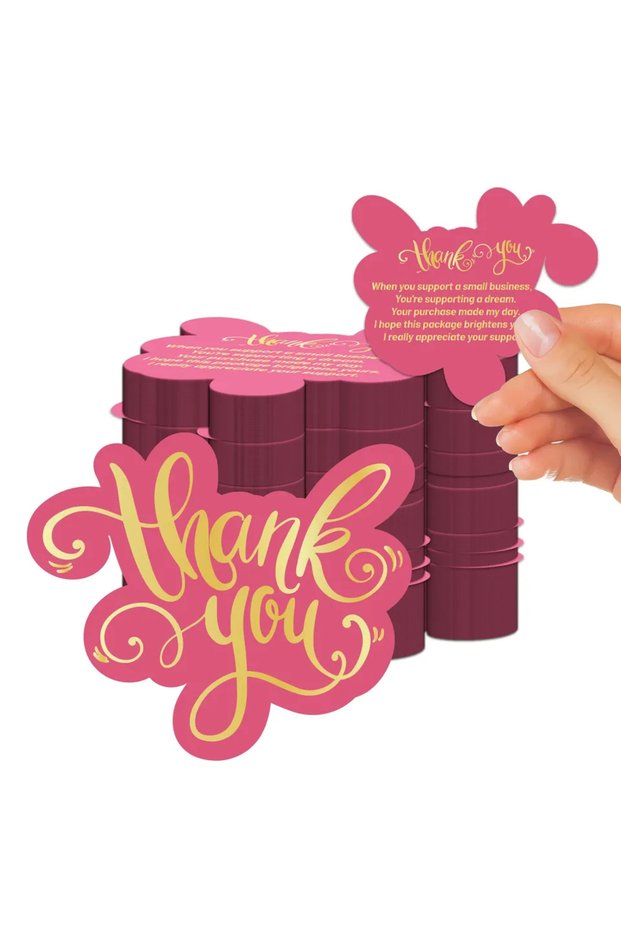 100 Pcs 100 Pcs Unique Thank You Cards Small Business,Pink Thank You Cards for Small Business