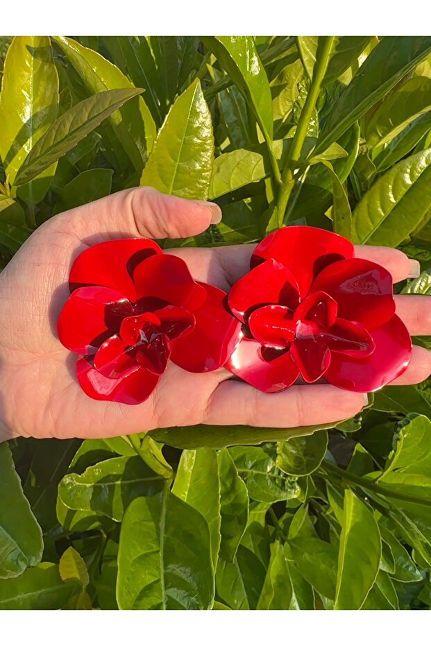 أقراط زهرة حمراء - 3