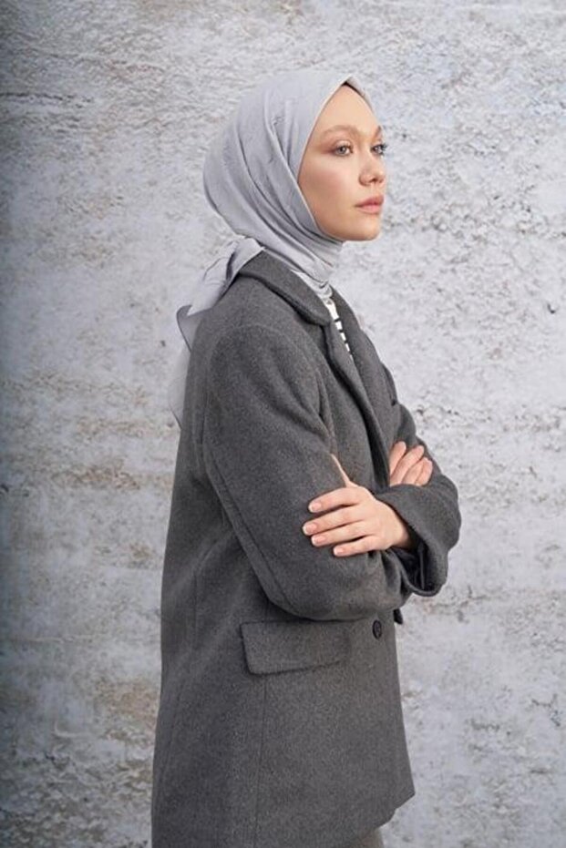 Bambu Kraş Eşarp 3286-Gümüş - 1