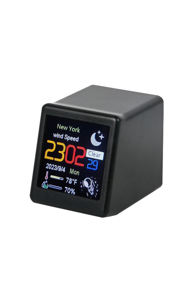 smalltv-ultra-black Cute Portable Smart Wifi Weather Station Display Weather Temperature Humidity Ti