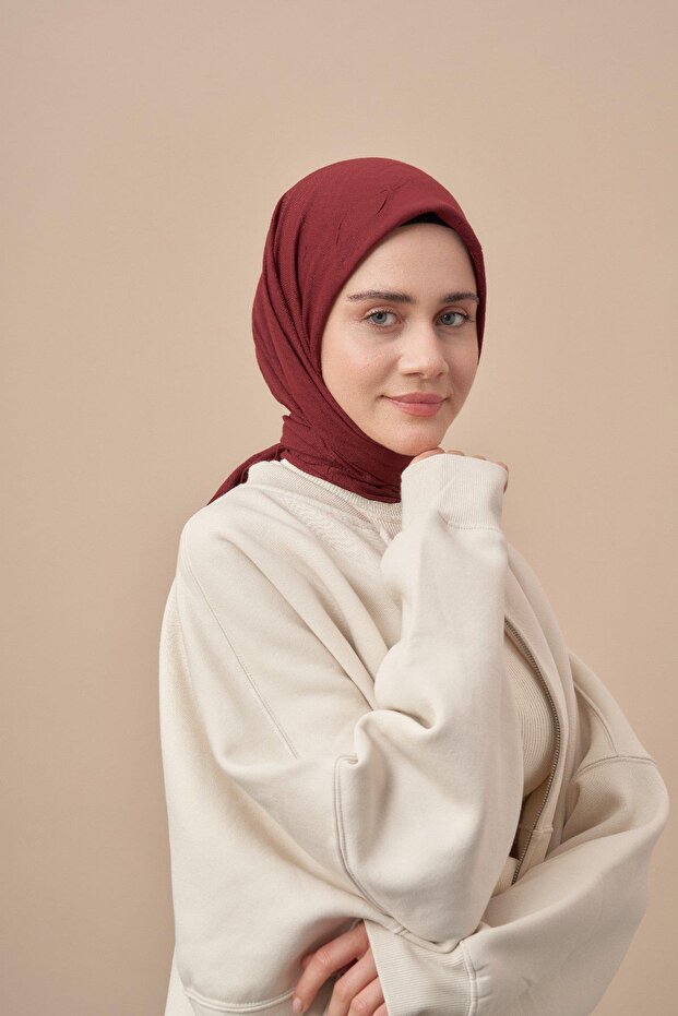 Bambu Kraş Eşarp 3286-Bordo - 1