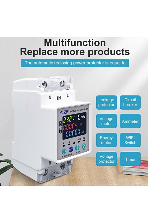 مفتاح ذكي TOMPD-63S TOMZN 63A 110 فولت 2230 فولت يعمل بالواي فاي بدون واي فاي، قاطع دائرة قياس كيلووات ساعة من smartlife - 4