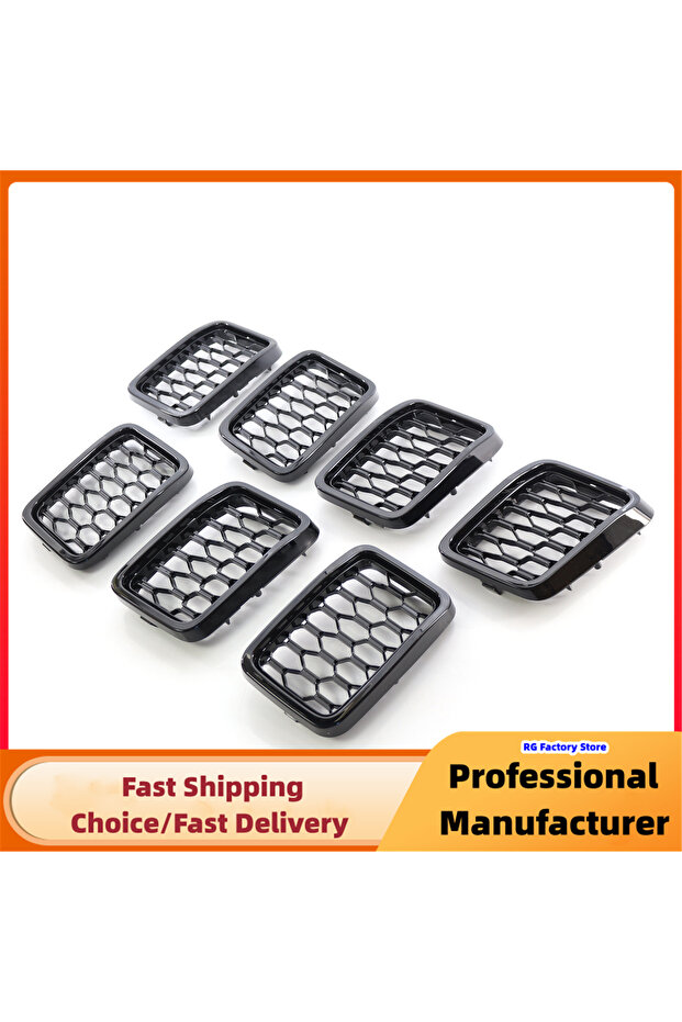 Glossy Black For Jeep Grand Cherokee 2017 2018 2019 2020 2021 Front Bumper Grille Honeycomb Mesh Gri