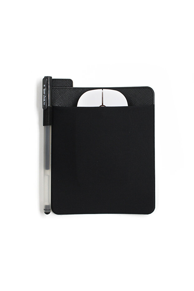 black Portable Wireless Mouse Storage Bag with 3M Sticker Pen Hard Drive Storage Box Strong Self-Adh
