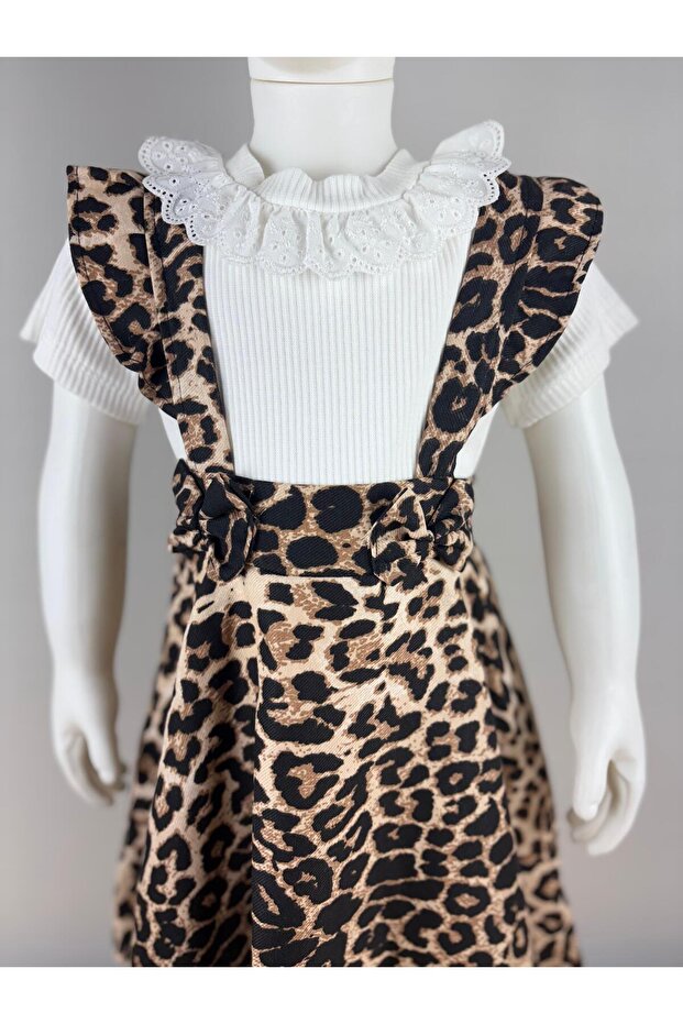 Leopard Patterned Cotton Salopet - 3