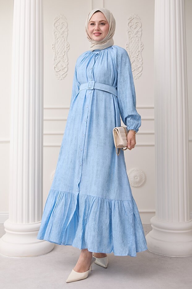 Judge Collar Strawberry Pattern Baby Blue Dress