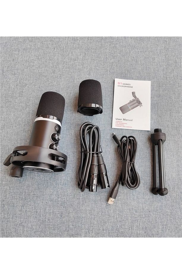 RGB Profesyonel Stüdyo Mikrofon Kayıt USB/XLR Çift Modlu Podcast Dinamik Mikrofon Masaüstü Q1 - 4