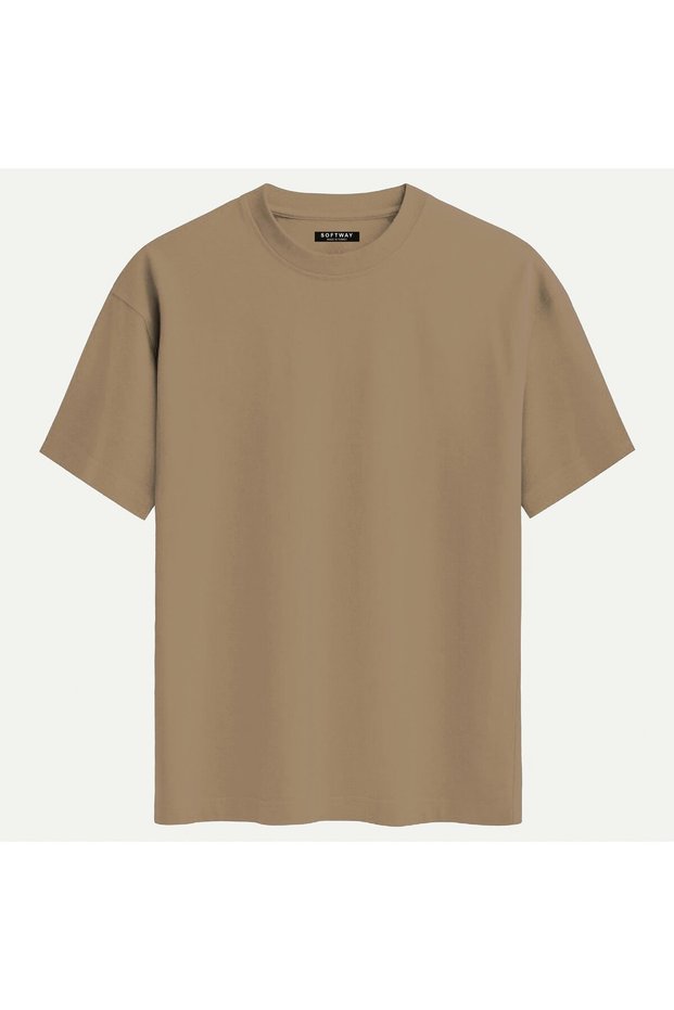 Unisex Organic Oversize Plain T-Shirt - Light Brown