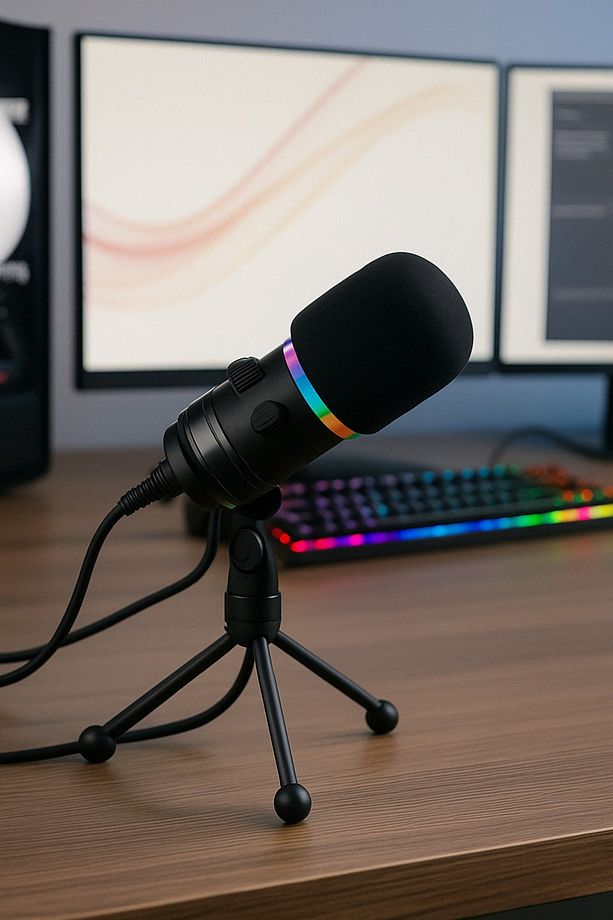 RGB Profesyonel Stüdyo Mikrofon Kayıt USB/XLR Çift Modlu Podcast Dinamik Mikrofon Masaüstü Q1 - 1