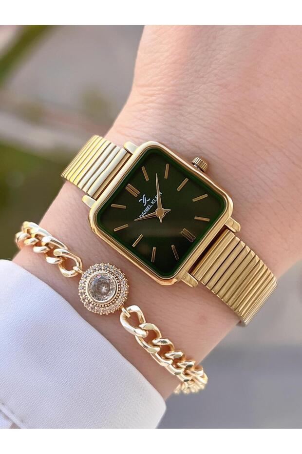 Steel Cord Angular Case 2 Years Warranty Women Wrist Watch with Bracelet Gift Bfg.10835.5