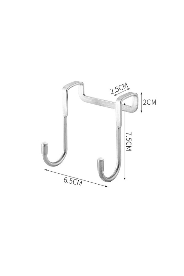 White S 304 Stainless Steel Hook Free Punching Double S-Shape Hook Kitchen Bathroom Cabinet Door Bac