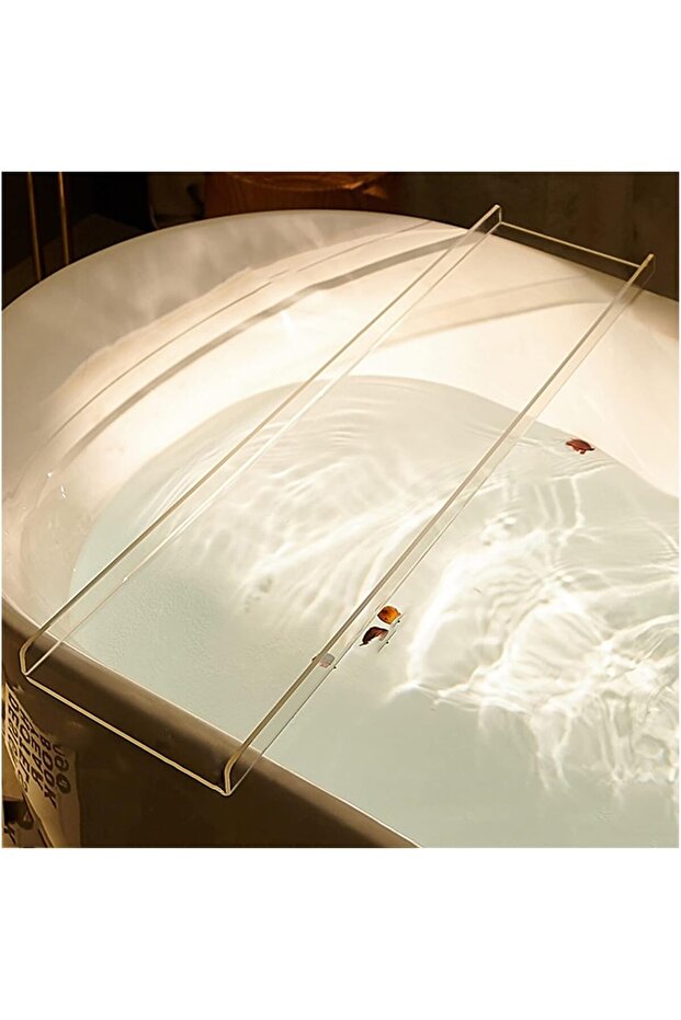 Clear Acrylic Bathtub Caddy Tray - Spill-Proof Organizer for Cosmetics, Perfume & Bath Essentials