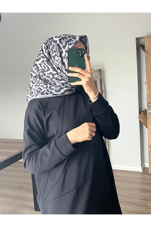 ليوبارد نمط وشاح رمادي ناعم - 2