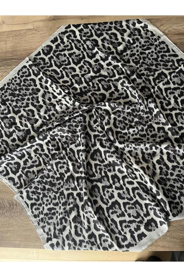 ليوبارد نمط وشاح رمادي ناعم - 5