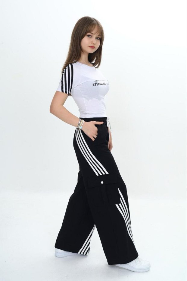 Girls' Two-Piece Tracksuit Set-Cargo Pocket Pants & Short Sleeve T-Shirt – 100% Cotton