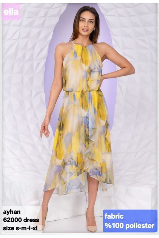 Lined Shirred Chiffon Dress