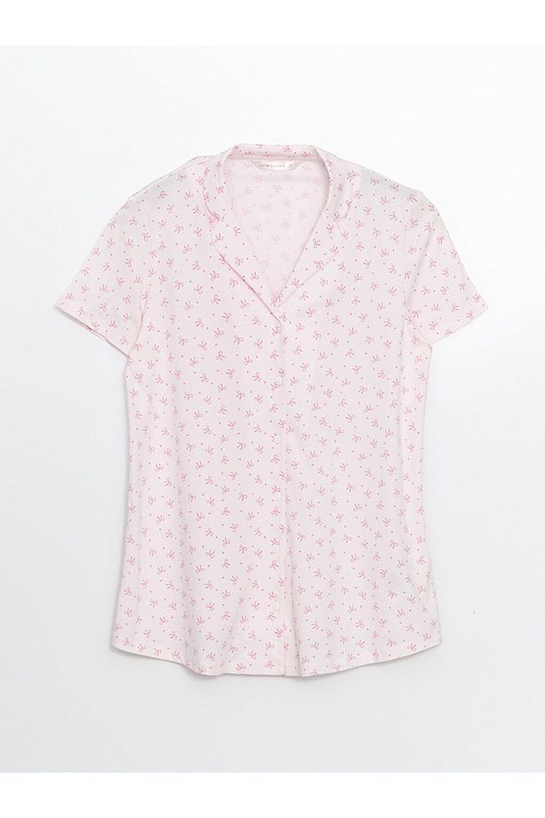 LCW DREAM Pembe Gömlek Yaka Desenli Hamile Şortlu Pijama Takımı - 5