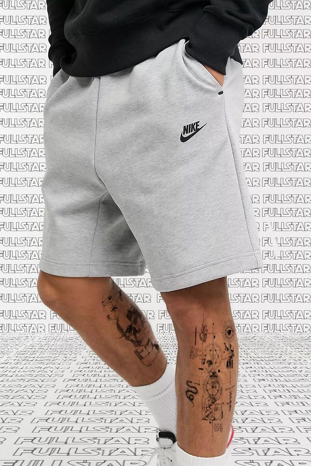 Tech Fleece Unisex Gray Shorts Pamuk Polyester Erkek Şort Gri - 1