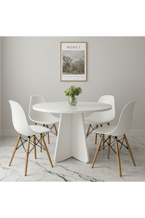 Modern yuvarlak yemek masası mutfak masası şık ve dayanıklı tasarım estetik yüzey - 3