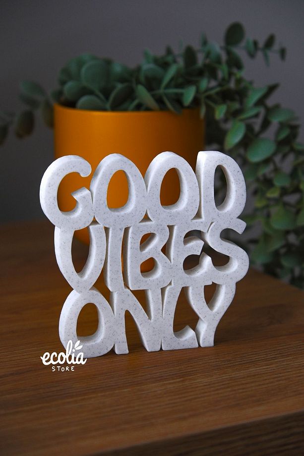 Good Vibes Only Yazılı Dekoratif Obje | Modern Tasarım, Genç Odası ve Kahve Köşesi Dekoru - 1