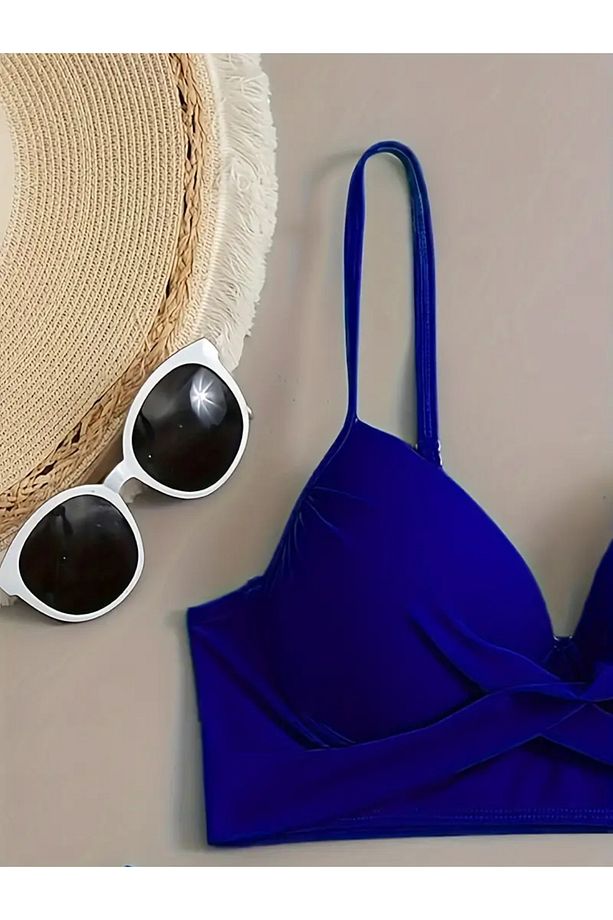 Kadın Bikini Takımı Çicek Desenli Şortlu 3 lü set - 3