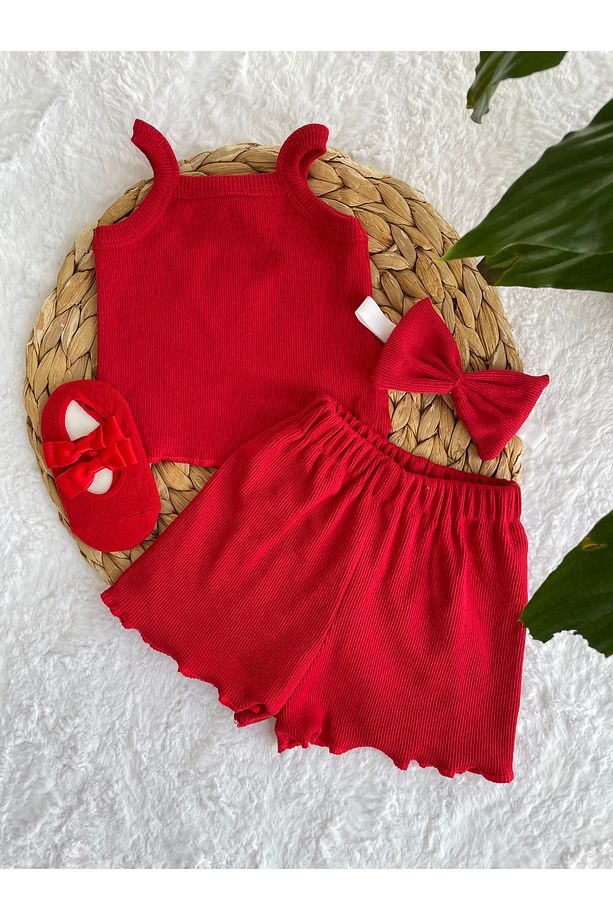 KIZ BEBEK & ÇOCUK KROP ŞORT BANDANA ÇORAP TAKIMI 4 LÜ SET - 1