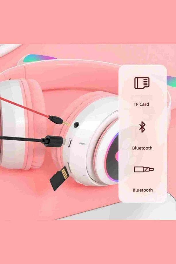 C30 RGB Ledli Kablosuz Bluetoothlu Kedi Tasarım Kulaklık - 3