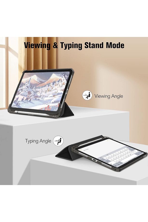 İpad 11 (A16) 2025 10. Nesil 10.9 Kılıf Akıllı Smart Kalem Bölmeli + Ekran Koruyucu Cam + Kalem Set - 5