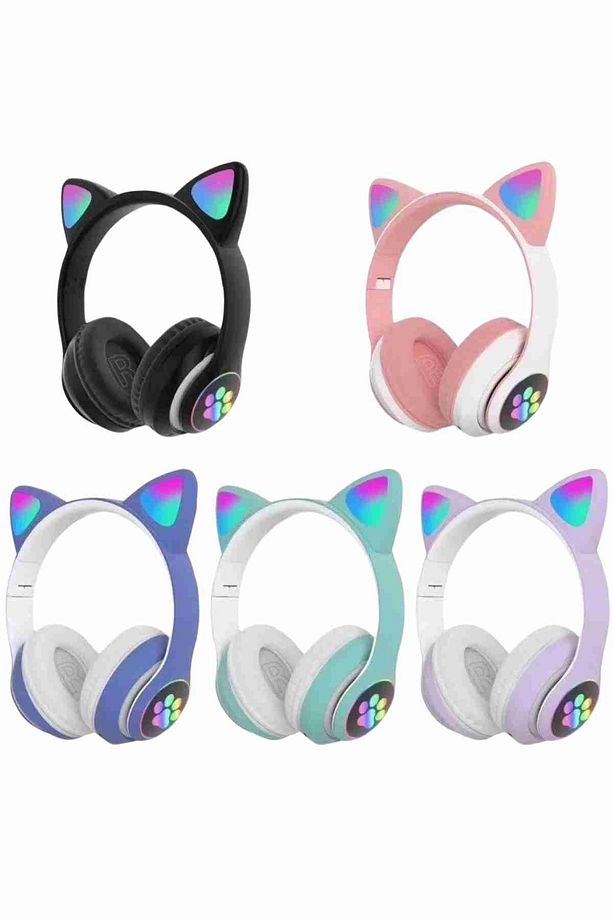 C30 RGB Ledli Kablosuz Bluetoothlu Kedi Tasarım Kulaklık - 4
