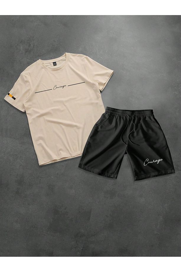 Tasarım Baskılı Oversize Tshirt Ve Şort 2 li Alt Üst Takım - 2