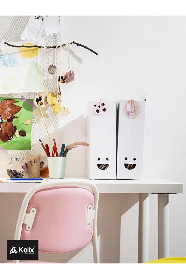 Dergi Dosyası Seti Karton Klasör Gülen yüz Beyaz 2 ADET - 5