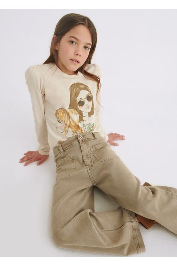 Female Child Long-Sleeve Printed T-Shirt 7034