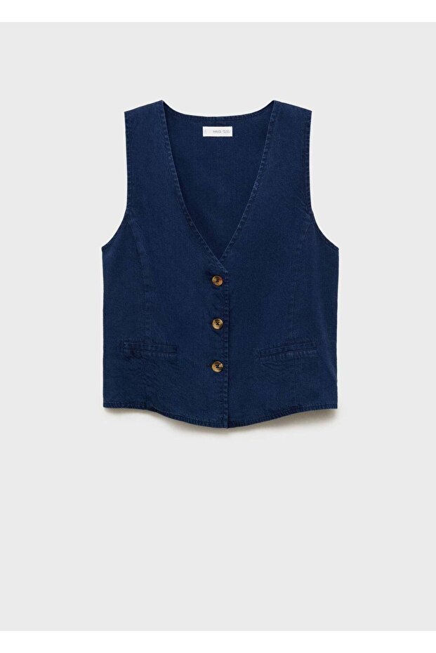 Denim görünümlü lyocell yelek - 3