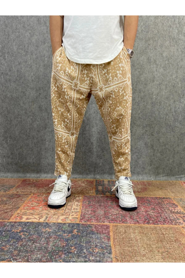Cotton Bohemian Baggy Trousers with Elastic Waist