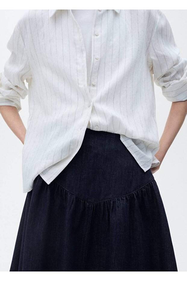 Flared denim etek - 7