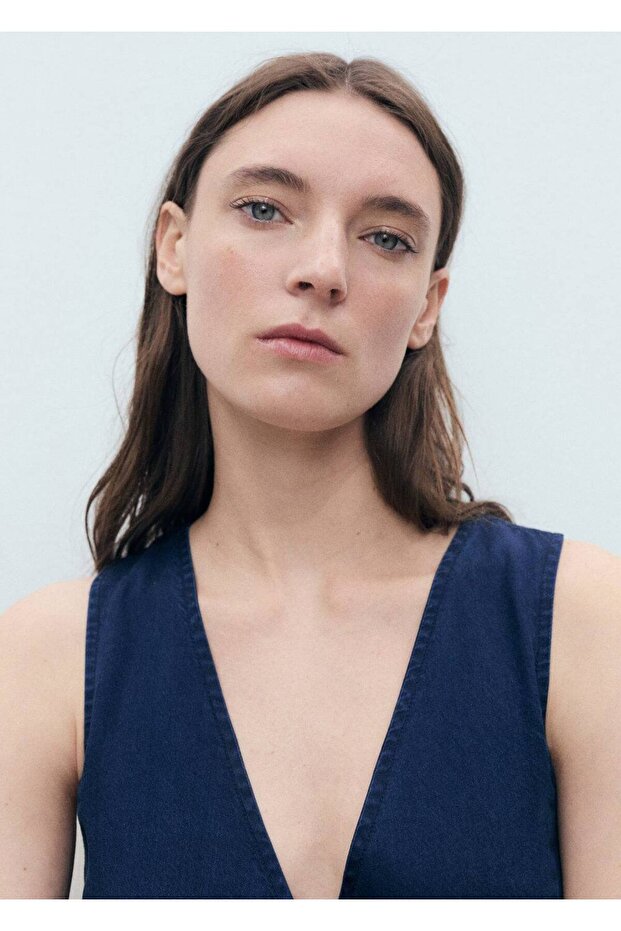 Denim görünümlü lyocell yelek - 6