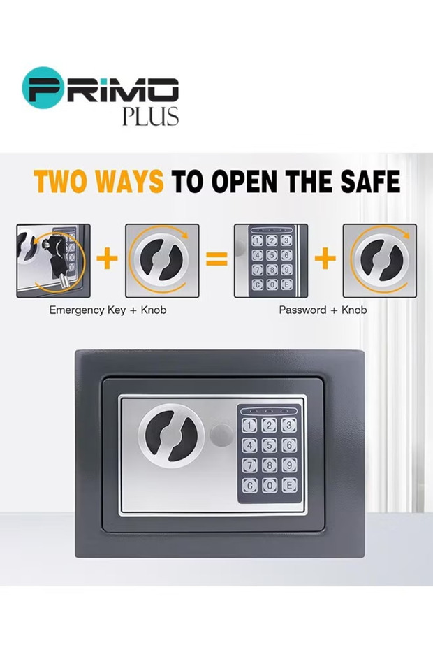 Compact Electronic Safe with Dual Locking System 27X22x23 cm black - 8